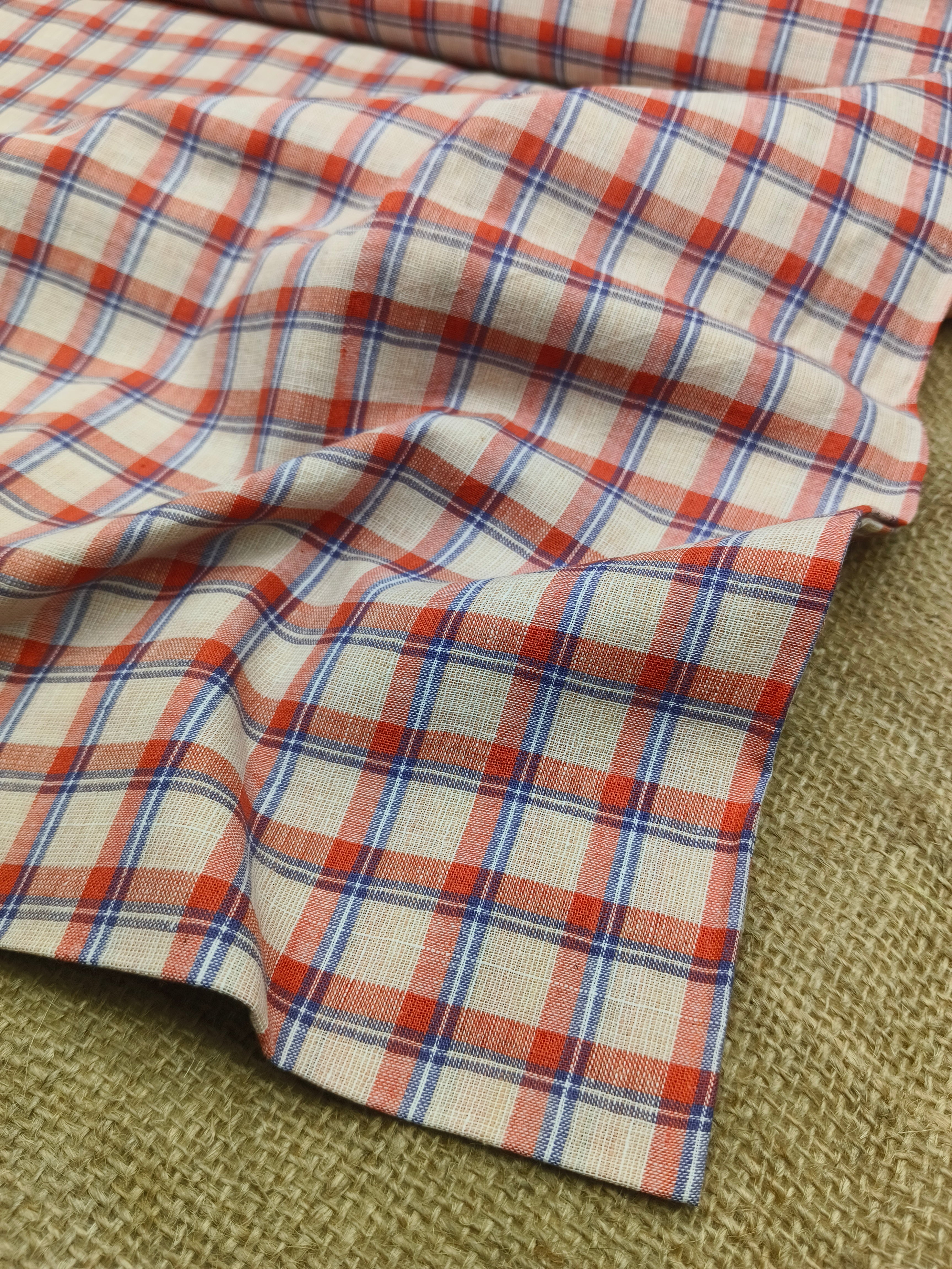 Handwoven Cotton Check Fabric CHK23