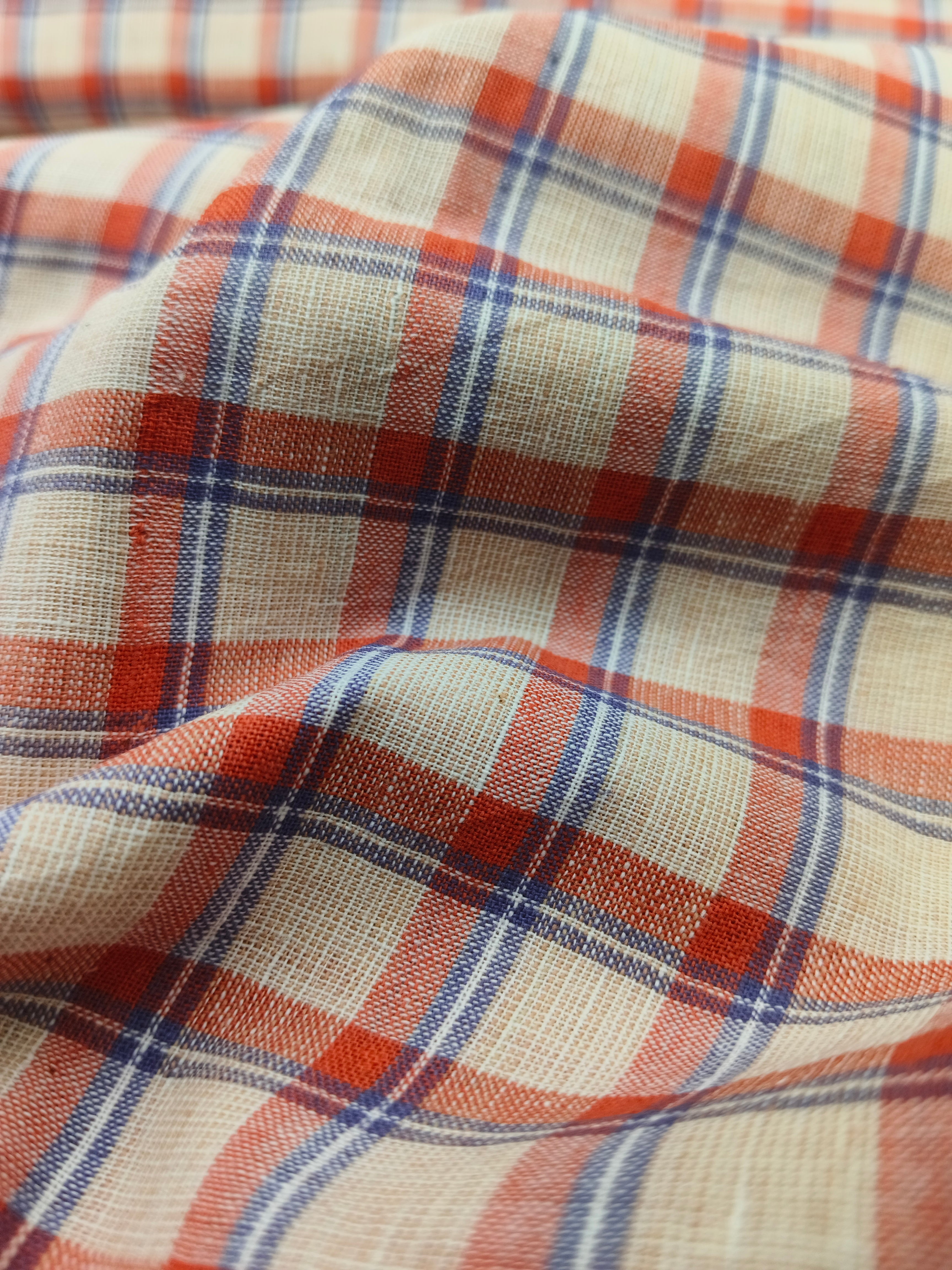 Handwoven Cotton Check Fabric CHK23