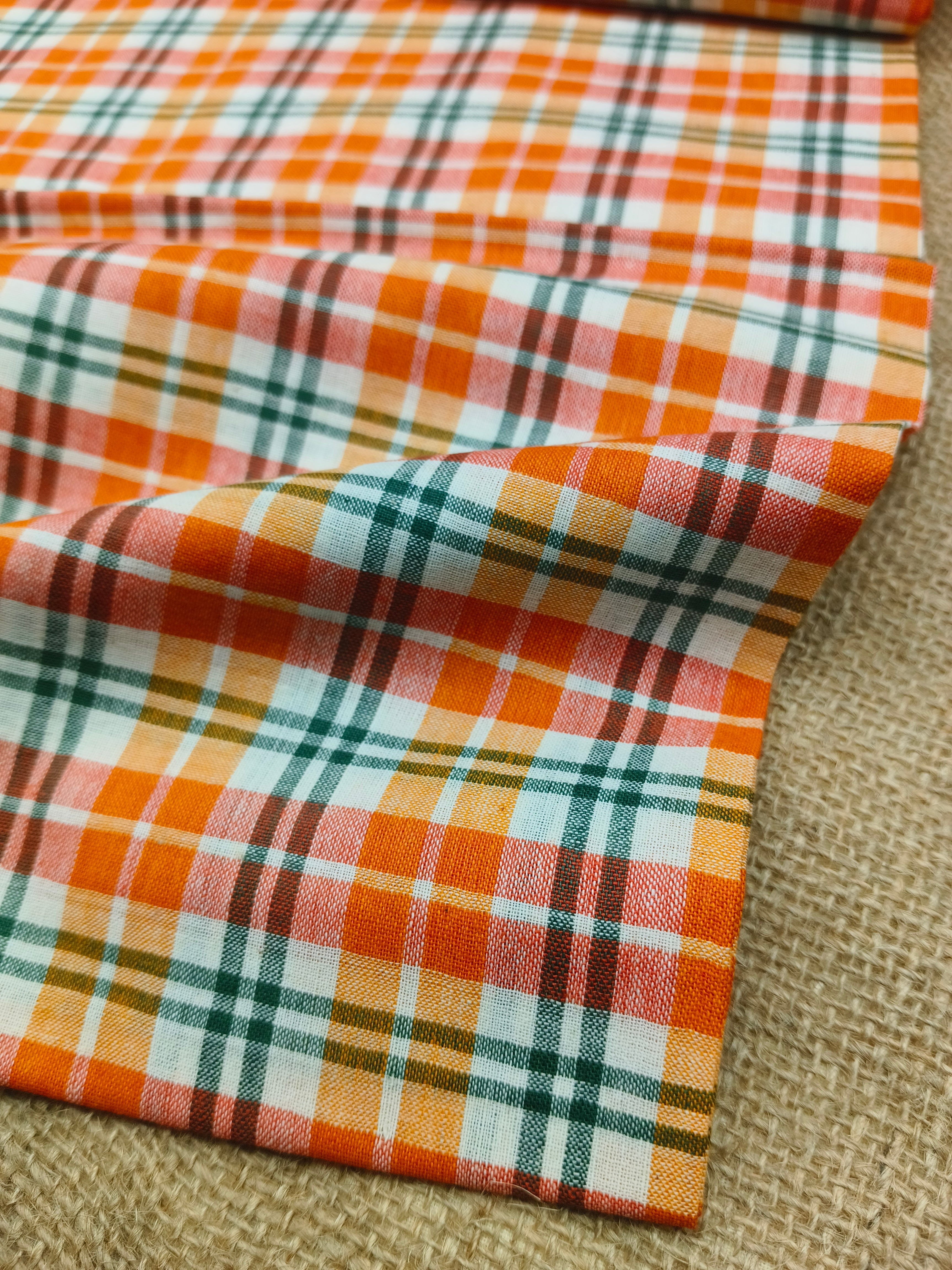 Handwoven Cotton Check Fabric CHK8