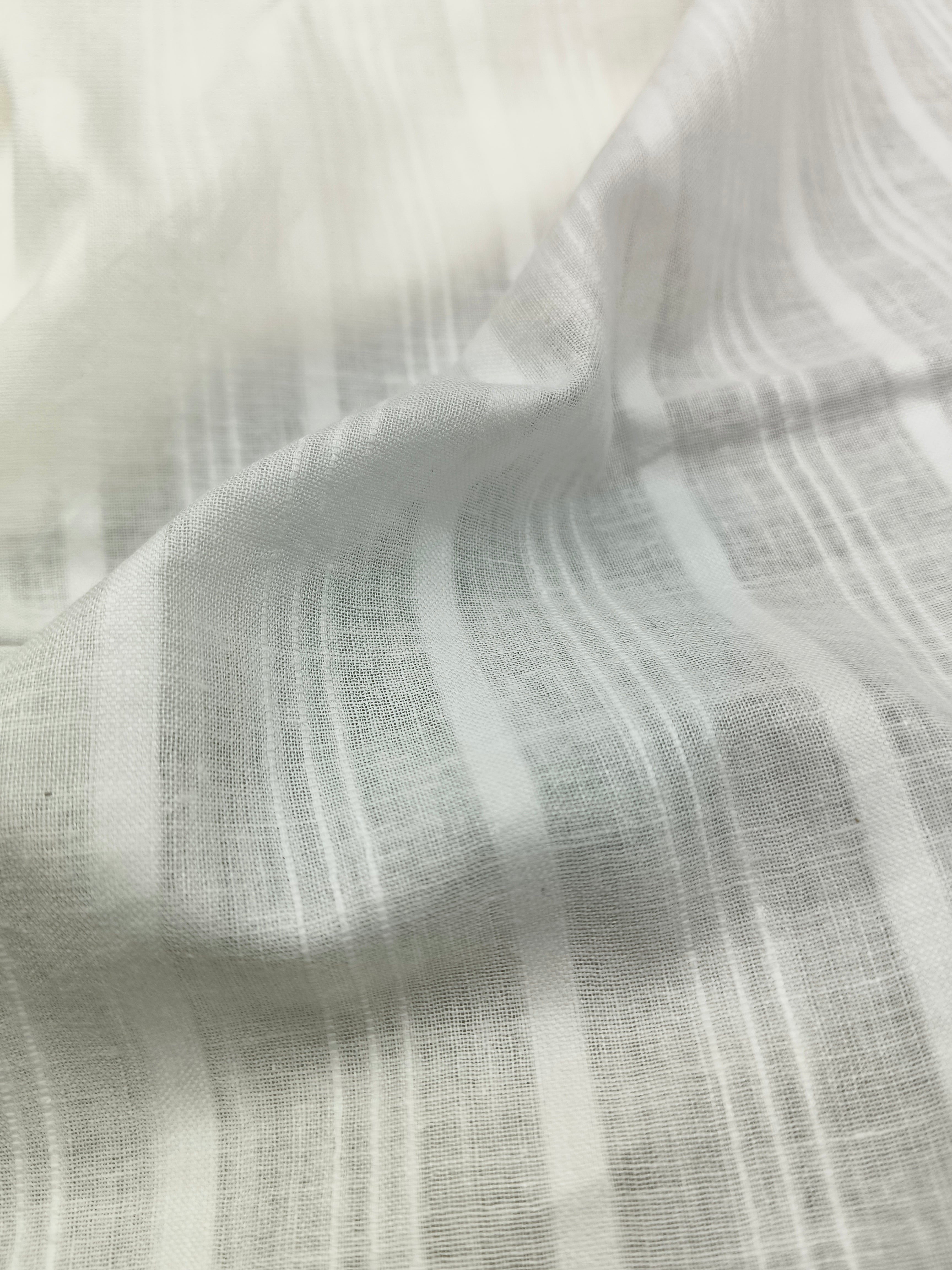 Handwoven White Self-Check Cotton Fabric SLF-STP-4