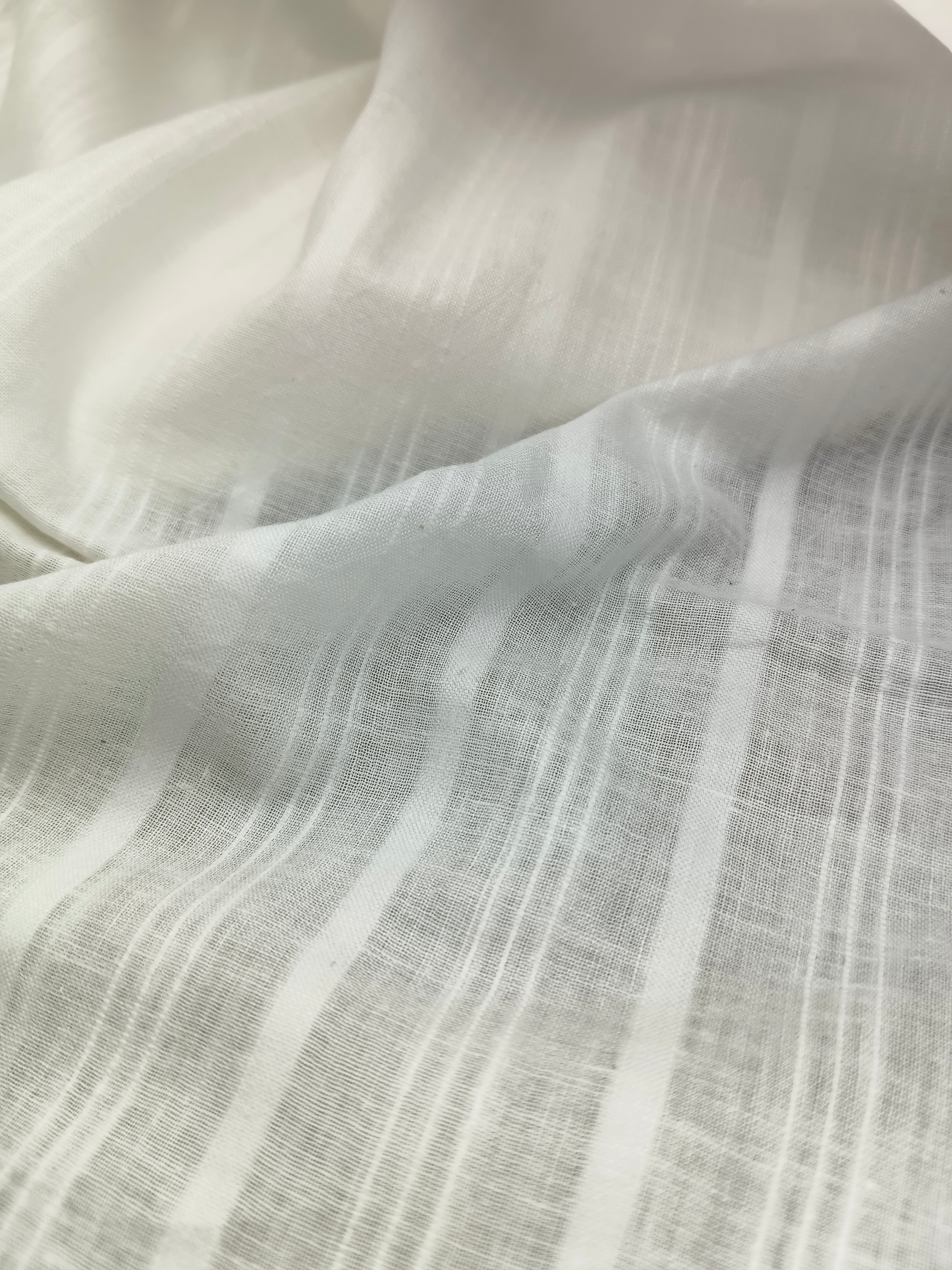 Handwoven White Self-Check Cotton Fabric SLF-STP-4