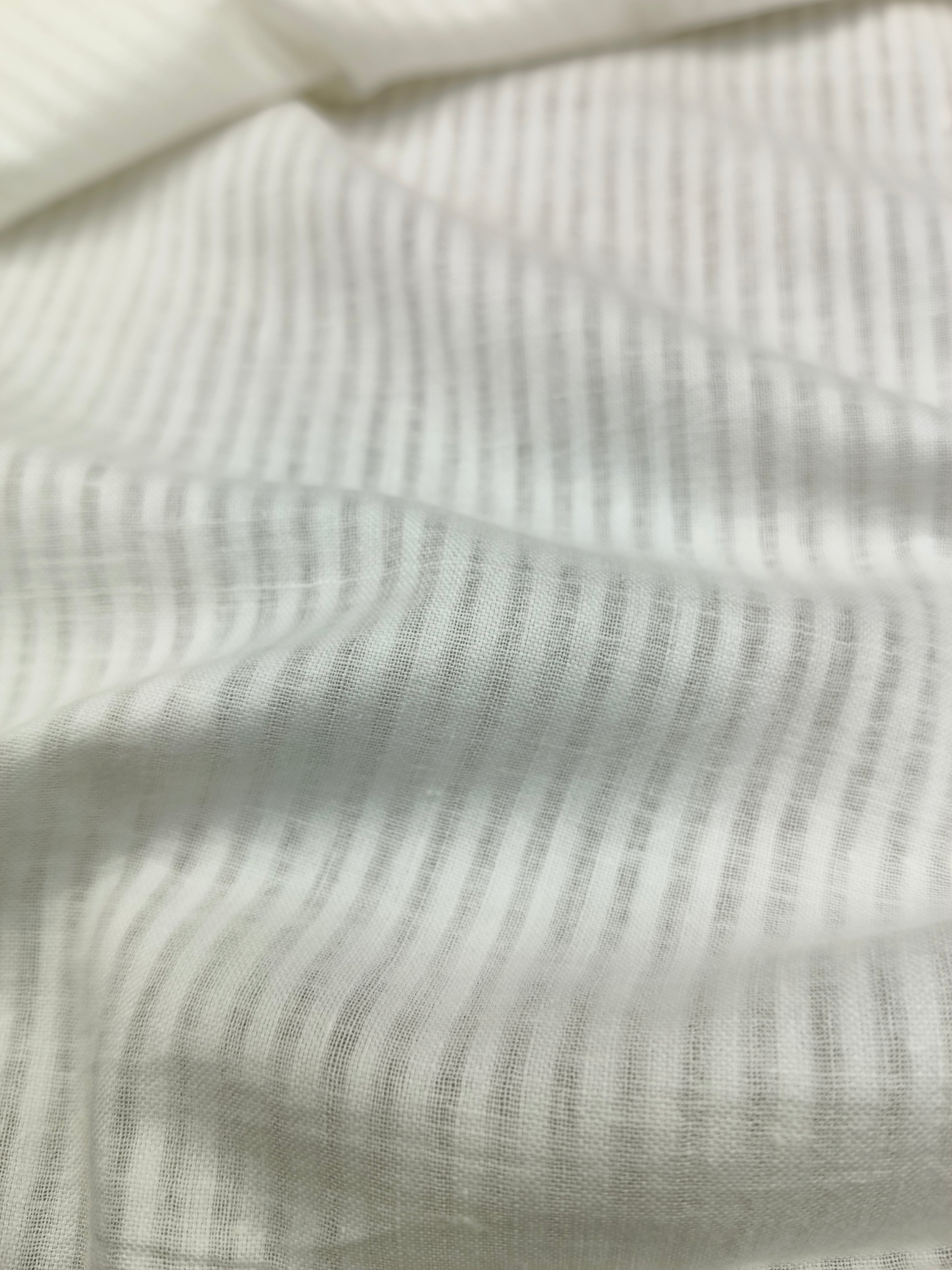 Handwoven White Self-Check Cotton Fabric SLF-STP-8