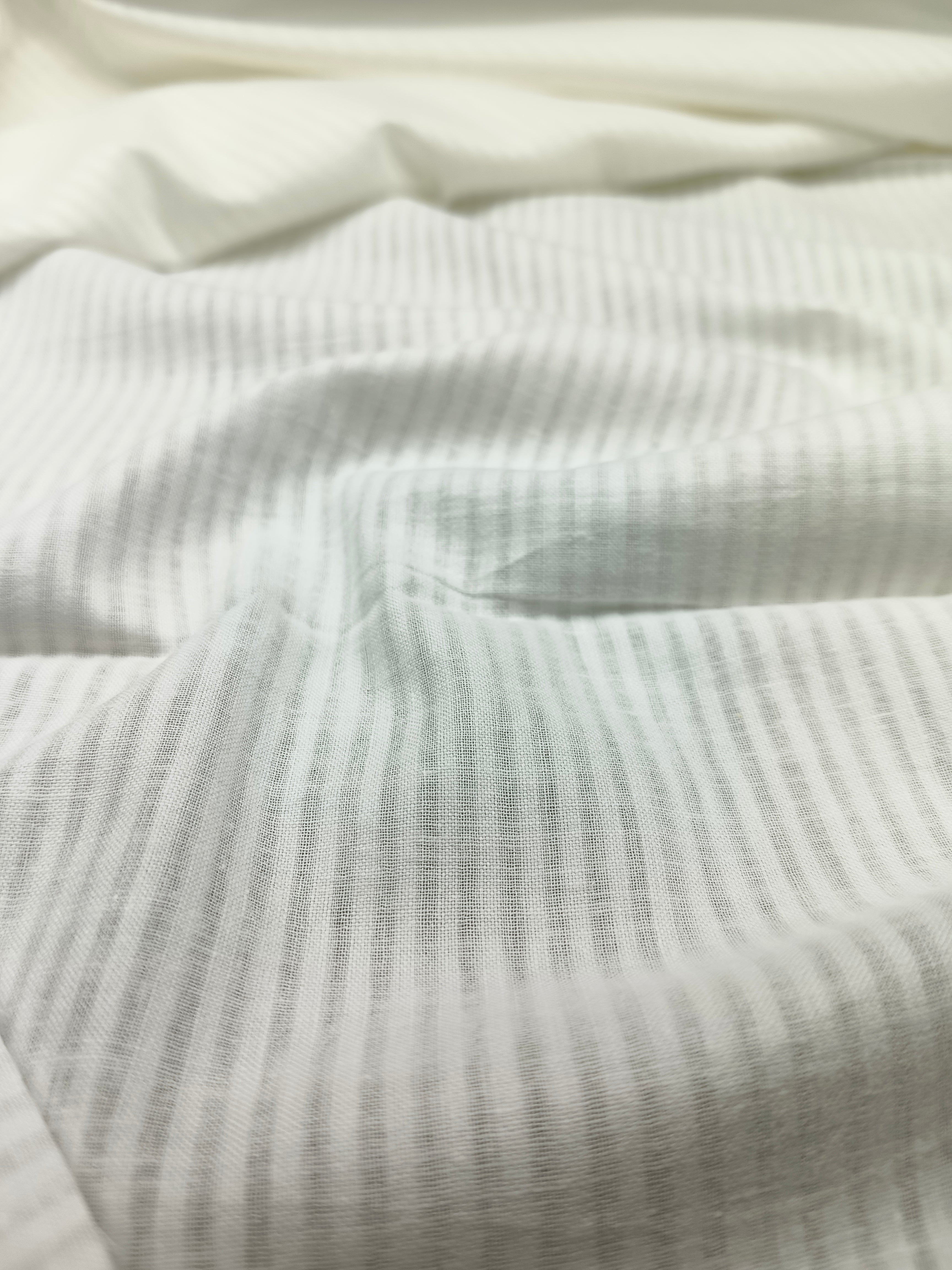 Handwoven White Self-Check Cotton Fabric SLF-STP-8