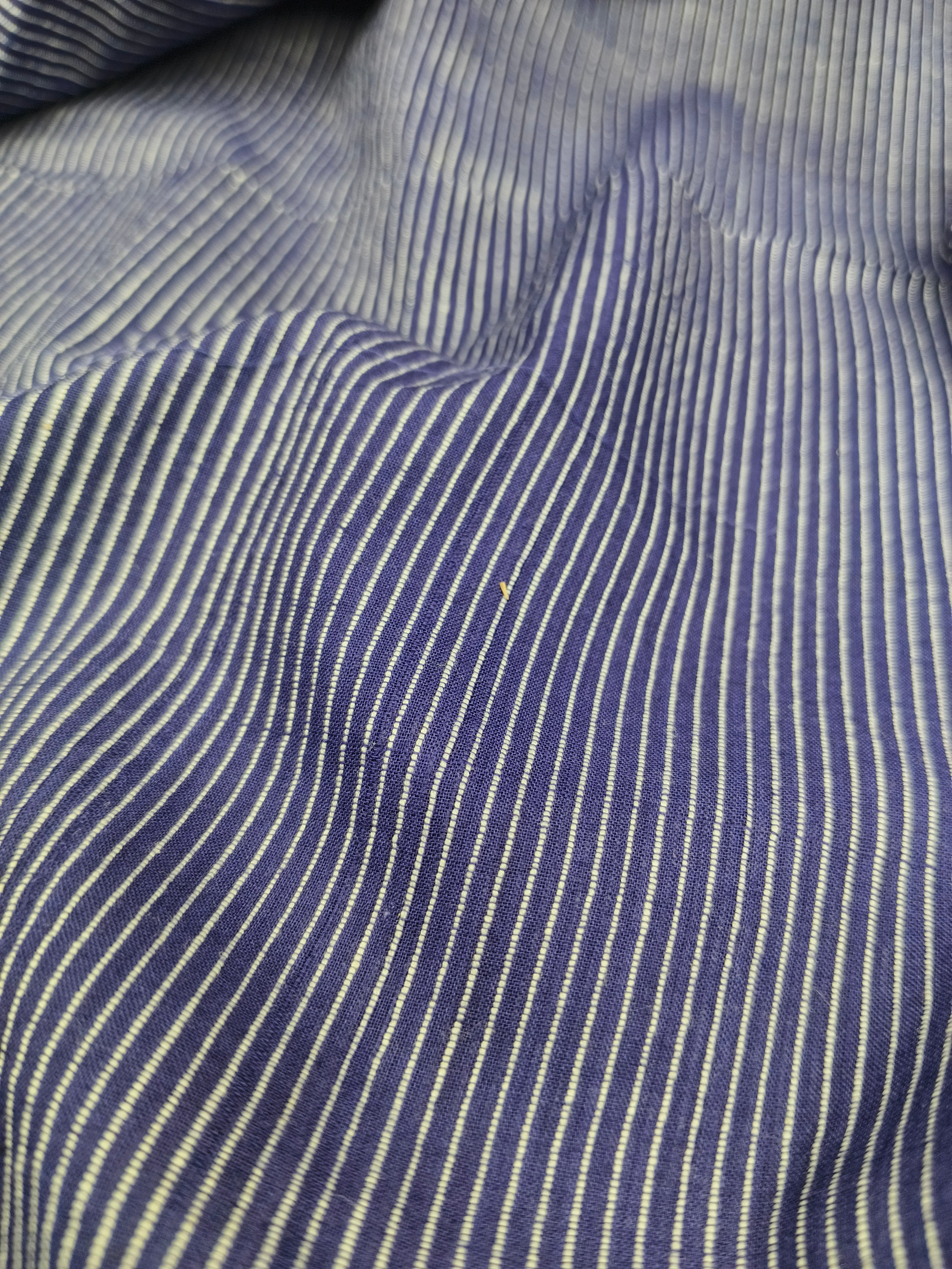 Handwoven Cotton Nevy Blue Stripe Fabric