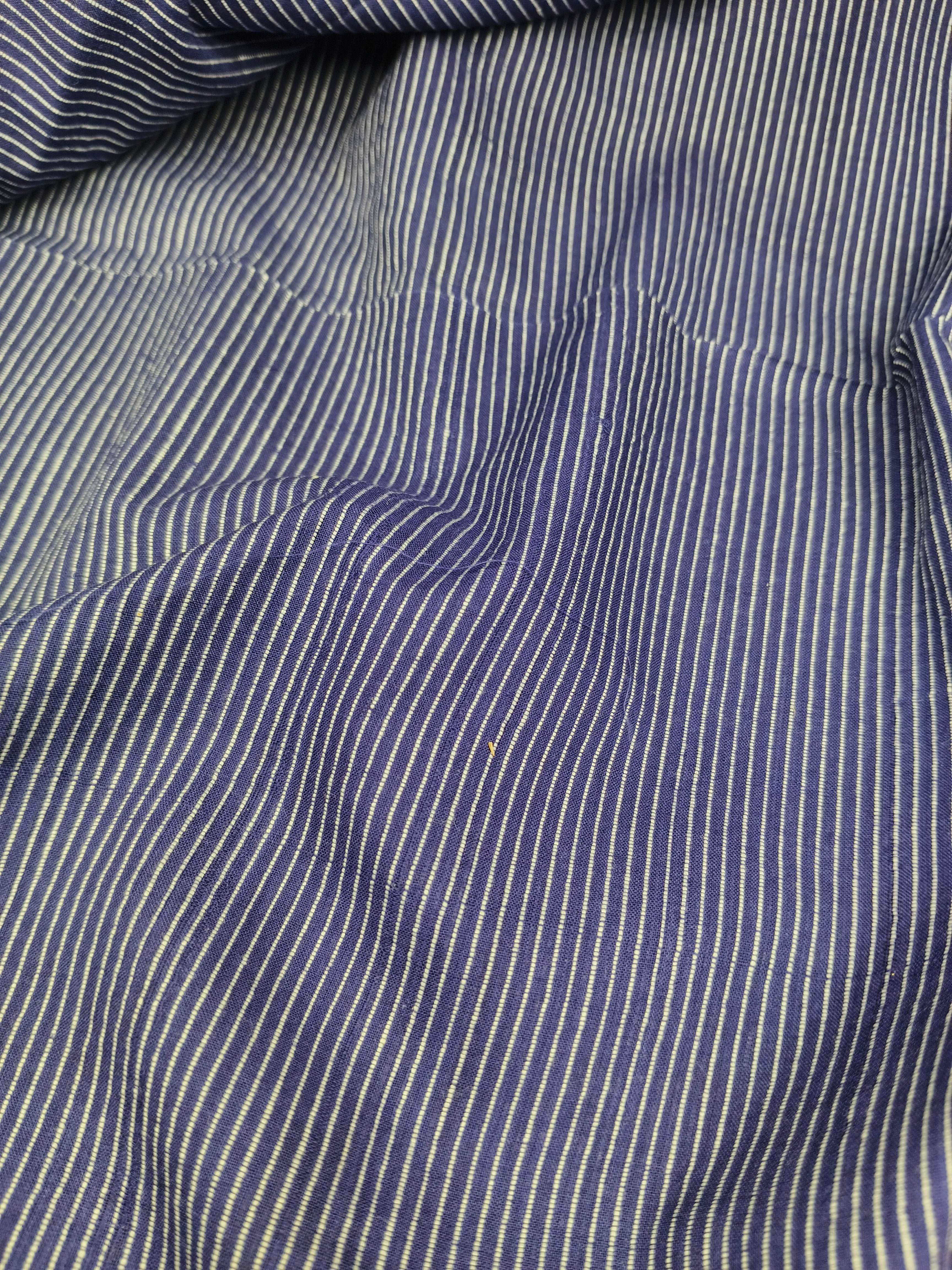 Handwoven Cotton Nevy Blue Stripe Fabric