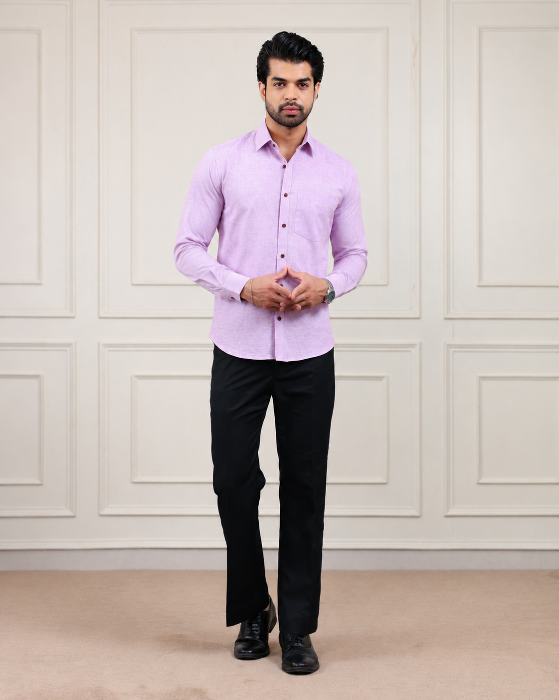 Purple Lily Handloom Cotton Full Sleeve Shirt