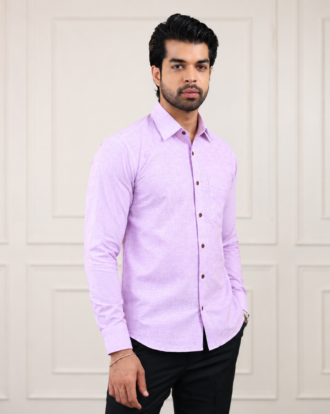 Purple Lily Handloom Cotton Full Sleeve Shirt