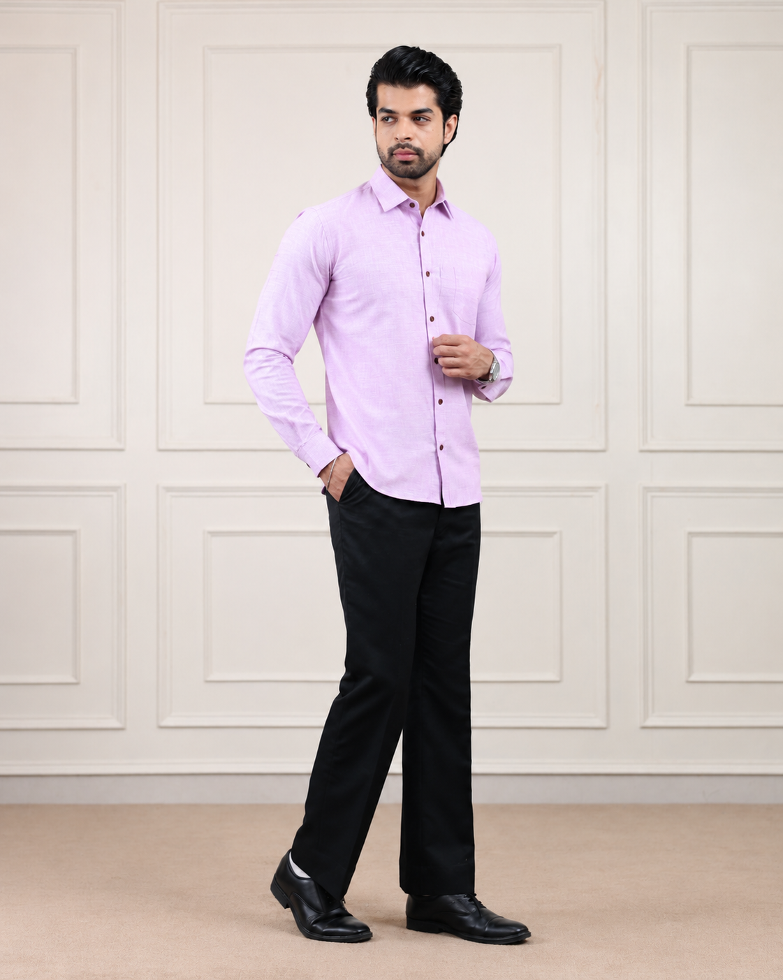 Purple Lily Handloom Cotton Full Sleeve Shirt