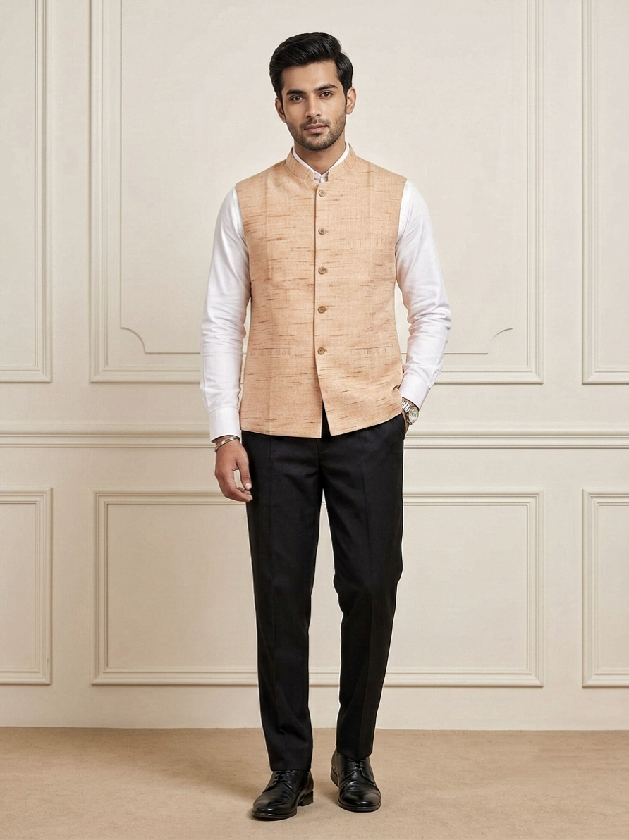 Khadi Half Jackets Lite Orange Colour