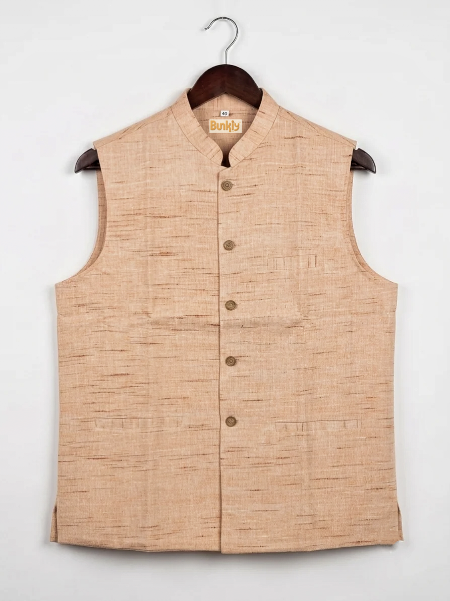 Khadi Half Jackets Lite Orange Colour