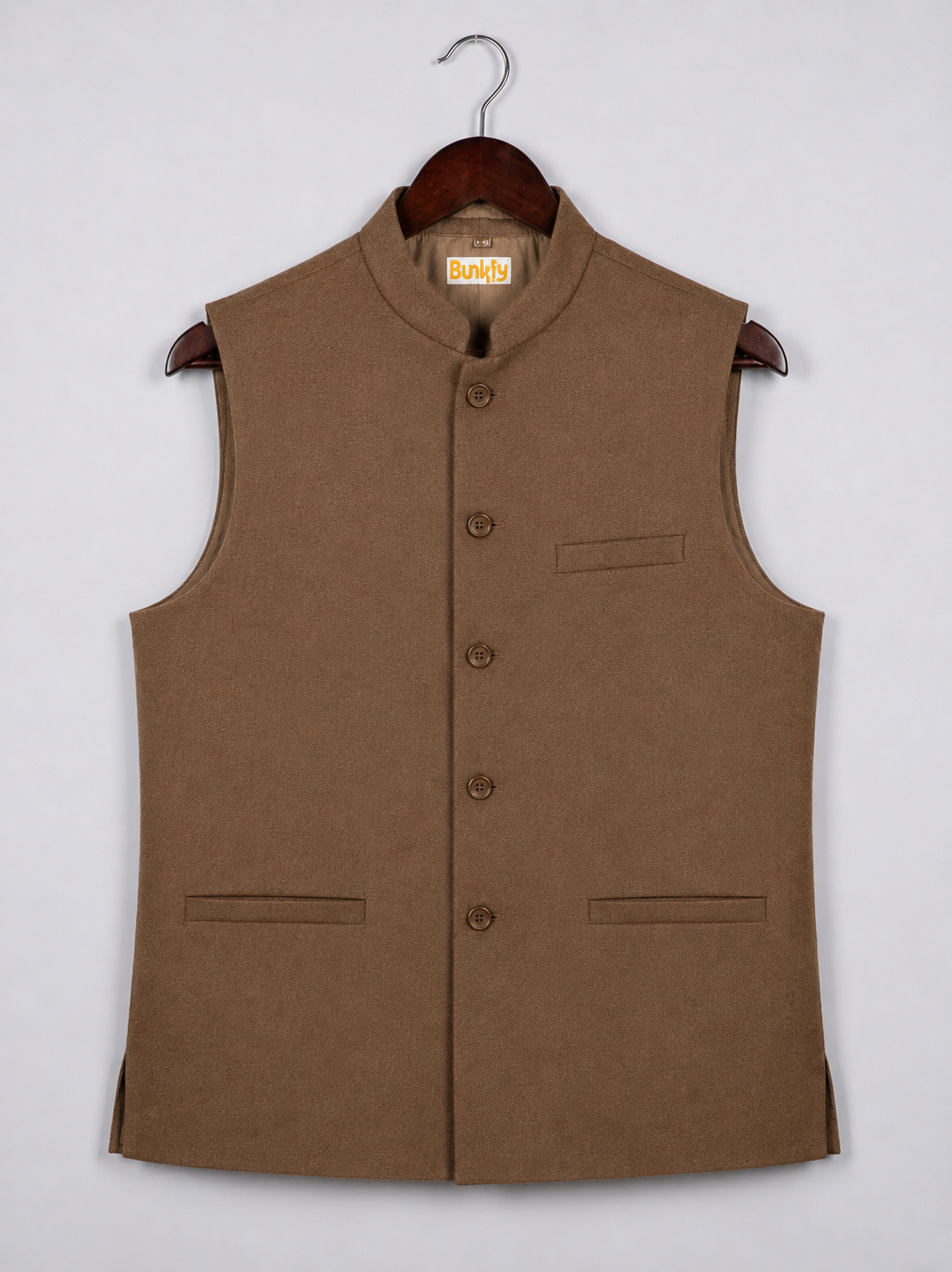 Woolen Nehru Jackets Chocolate Brown Colour