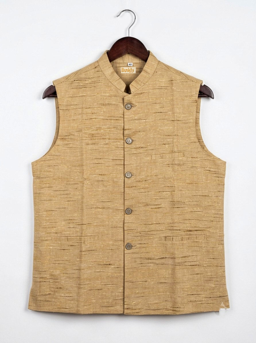 Khadi Half Jackets Gold Brown Colour