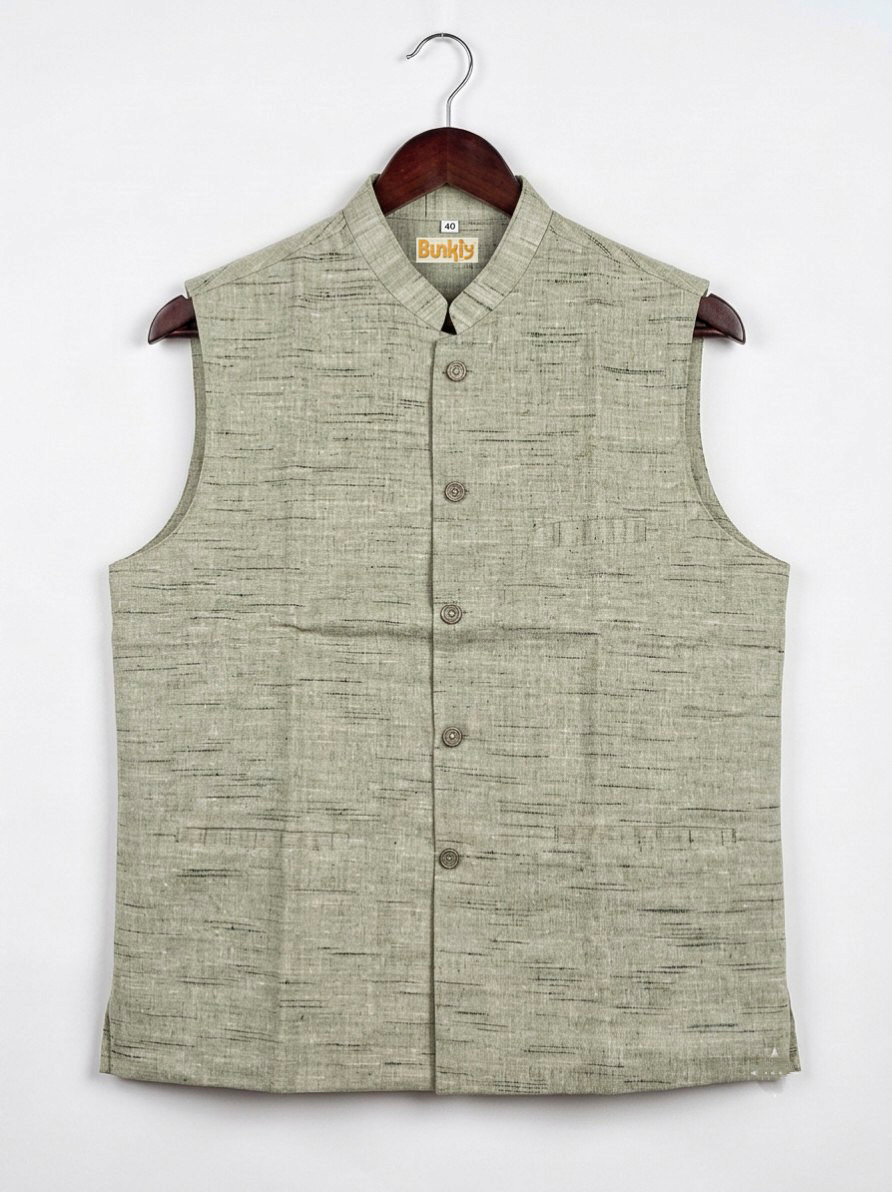 Khadi Half Jackets Olive Grey Colour
